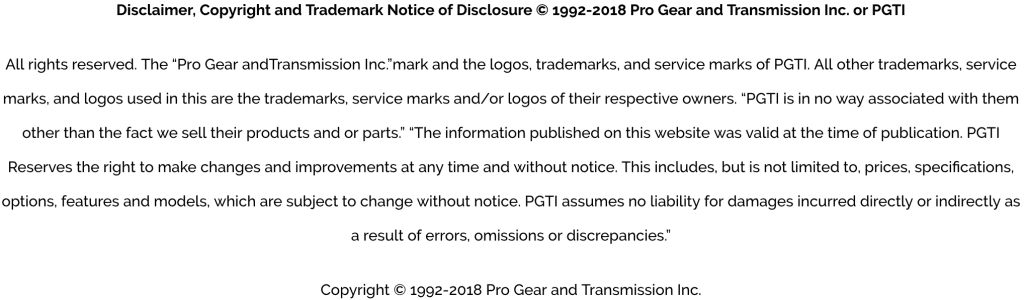 Pro Gear & Transmission Privacy Policy